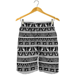 Black And White Egypt Pattern Print Men's Shorts