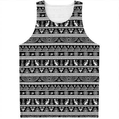 Black And White Egypt Pattern Print Men's Tank Top