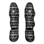 Black And White Egypt Pattern Print Muay Thai Shin Guard