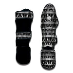 Black And White Egypt Pattern Print Muay Thai Shin Guard