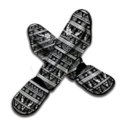Black And White Egypt Pattern Print Muay Thai Shin Guard