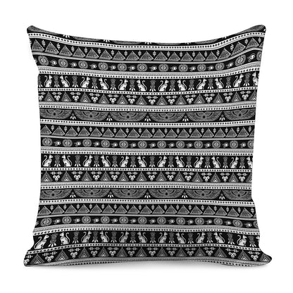 Black And White Egypt Pattern Print Pillow Cover