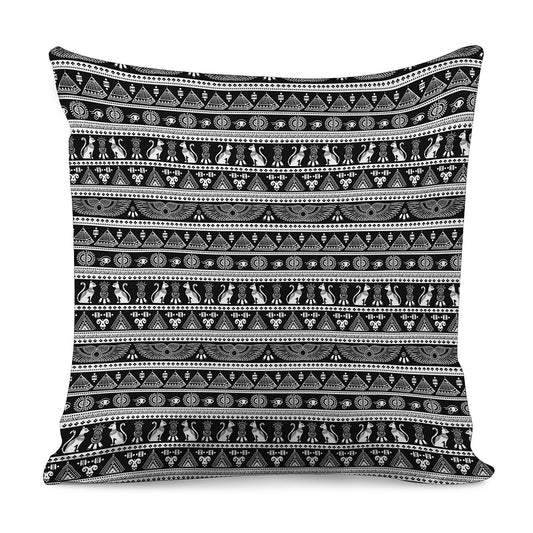 Black And White Egypt Pattern Print Pillow Cover