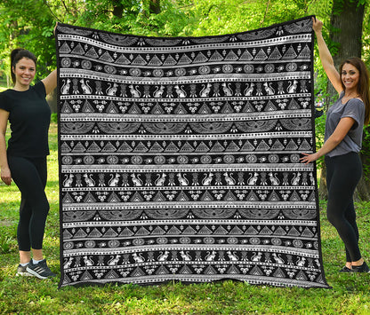 Black And White Egypt Pattern Print Quilt