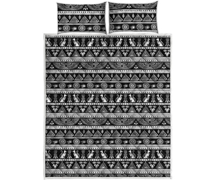 Black And White Egypt Pattern Print Quilt Bed Set