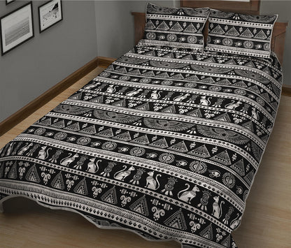 Black And White Egypt Pattern Print Quilt Bed Set