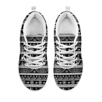 Black And White Egypt Pattern Print White Sneakers