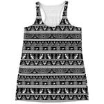 Black And White Egypt Pattern Print Women's Racerback Tank Top