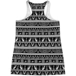 Black And White Egypt Pattern Print Women's Racerback Tank Top