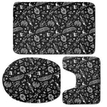 Black And White Egyptian Pattern Print 3 Piece Bath Mat Set