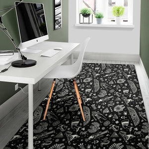 Black And White Egyptian Pattern Print Area Rug