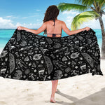 Black And White Egyptian Pattern Print Beach Sarong Wrap