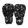 Black And White Egyptian Pattern Print Boxing Gloves