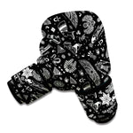 Black And White Egyptian Pattern Print Boxing Gloves