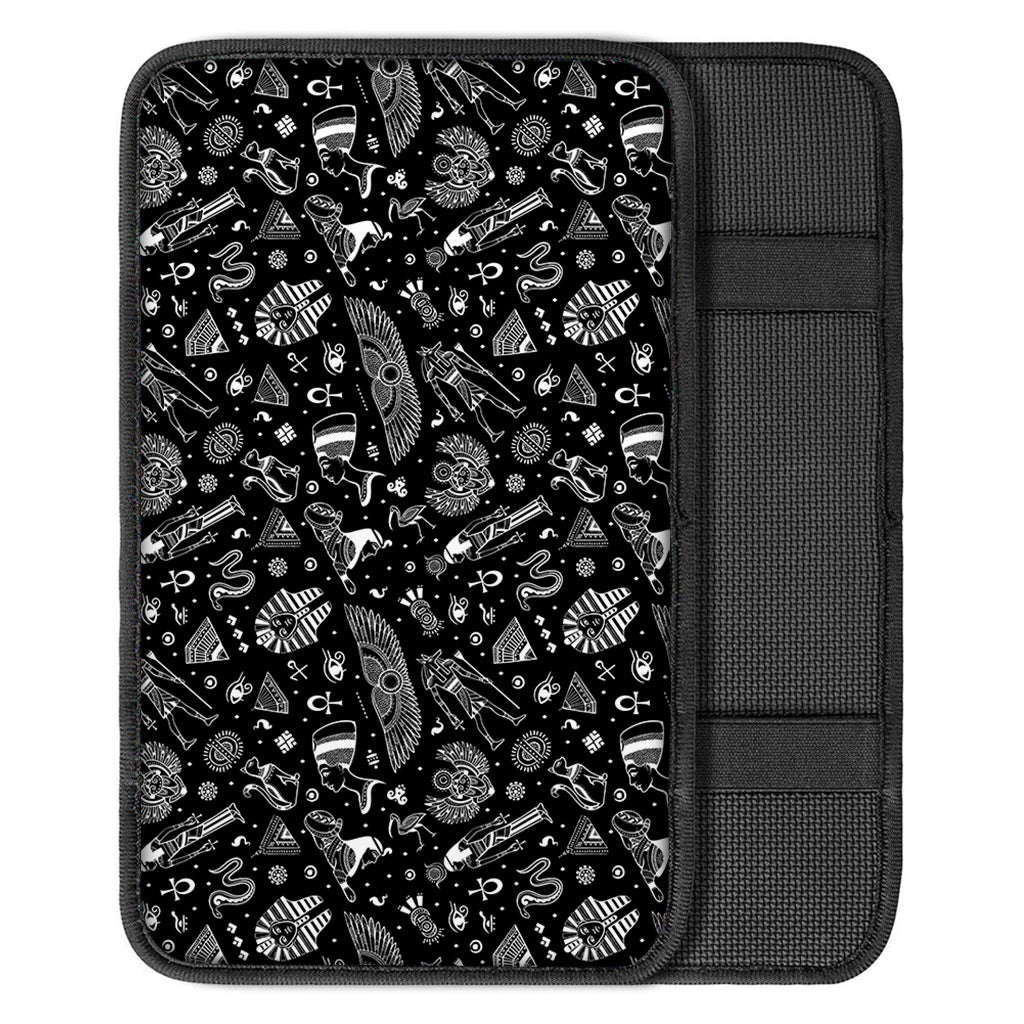 Black And White Egyptian Pattern Print Car Center Console Cover