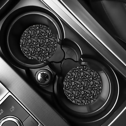 Black And White Egyptian Pattern Print Car Coasters