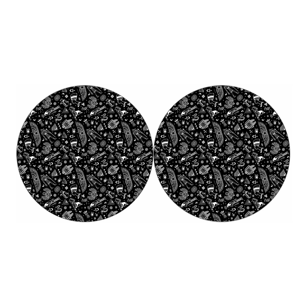 Black And White Egyptian Pattern Print Car Coasters