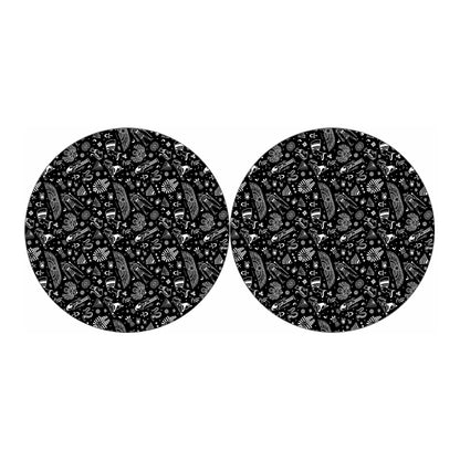 Black And White Egyptian Pattern Print Car Coasters