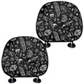 Black And White Egyptian Pattern Print Car Headrest Covers