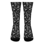 Black And White Egyptian Pattern Print Crew Socks