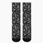 Black And White Egyptian Pattern Print Crew Socks