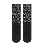 Black And White Egyptian Pattern Print Crew Socks