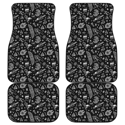Black And White Egyptian Pattern Print Front and Back Car Floor Mats