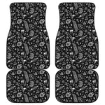 Black And White Egyptian Pattern Print Front and Back Car Floor Mats