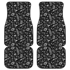 Black And White Egyptian Pattern Print Front and Back Car Floor Mats