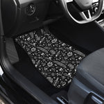 Black And White Egyptian Pattern Print Front and Back Car Floor Mats