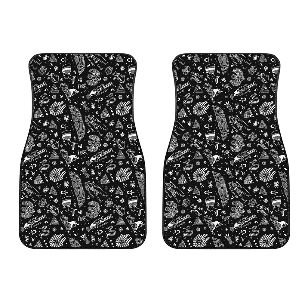Black And White Egyptian Pattern Print Front Car Floor Mats