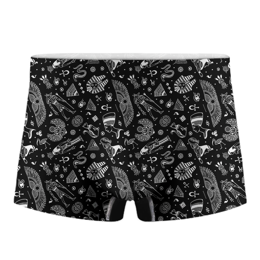 Black And White Egyptian Pattern Print Men's Boxer Briefs