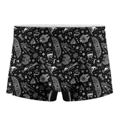 Black And White Egyptian Pattern Print Men's Boxer Briefs