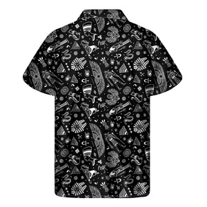 Black And White Egyptian Pattern Print Men's Short Sleeve Shirt