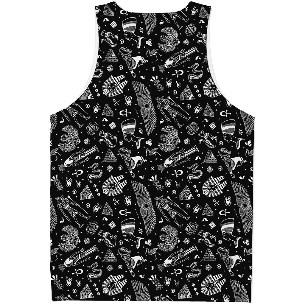 Black And White Egyptian Pattern Print Men's Tank Top