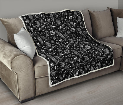 Black And White Egyptian Pattern Print Quilt