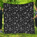 Black And White Egyptian Pattern Print Quilt