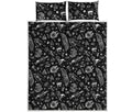 Black And White Egyptian Pattern Print Quilt Bed Set