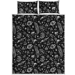 Black And White Egyptian Pattern Print Quilt Bed Set