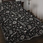 Black And White Egyptian Pattern Print Quilt Bed Set