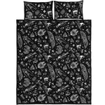 Black And White Egyptian Pattern Print Quilt Bed Set