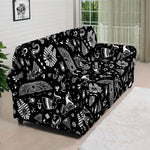 Black And White Egyptian Pattern Print Sofa Cover