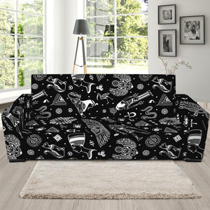 Black And White Egyptian Pattern Print Sofa Slipcover