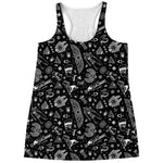 Black And White Egyptian Pattern Print Women's Racerback Tank Top