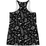 Black And White Egyptian Pattern Print Women's Racerback Tank Top