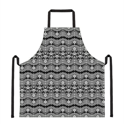 Black And White Ethnic Boho Print Apron
