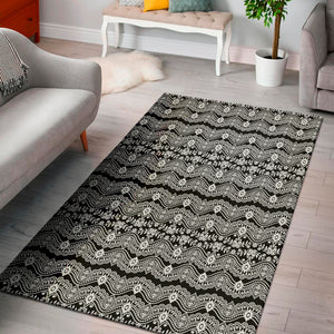 Black And White Ethnic Boho Print Area Rug