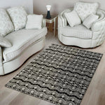 Black And White Ethnic Boho Print Area Rug