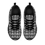 Black And White Ethnic Boho Print Black Sneakers