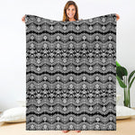 Black And White Ethnic Boho Print Blanket